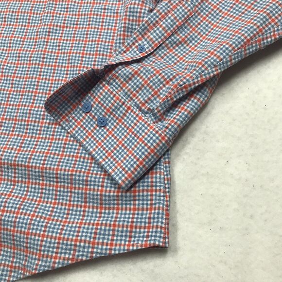 TWILLORY untuck(able) Twill Shirt Men XL Pastel Orange Blue Plaid Linen - Picture 3 of 16